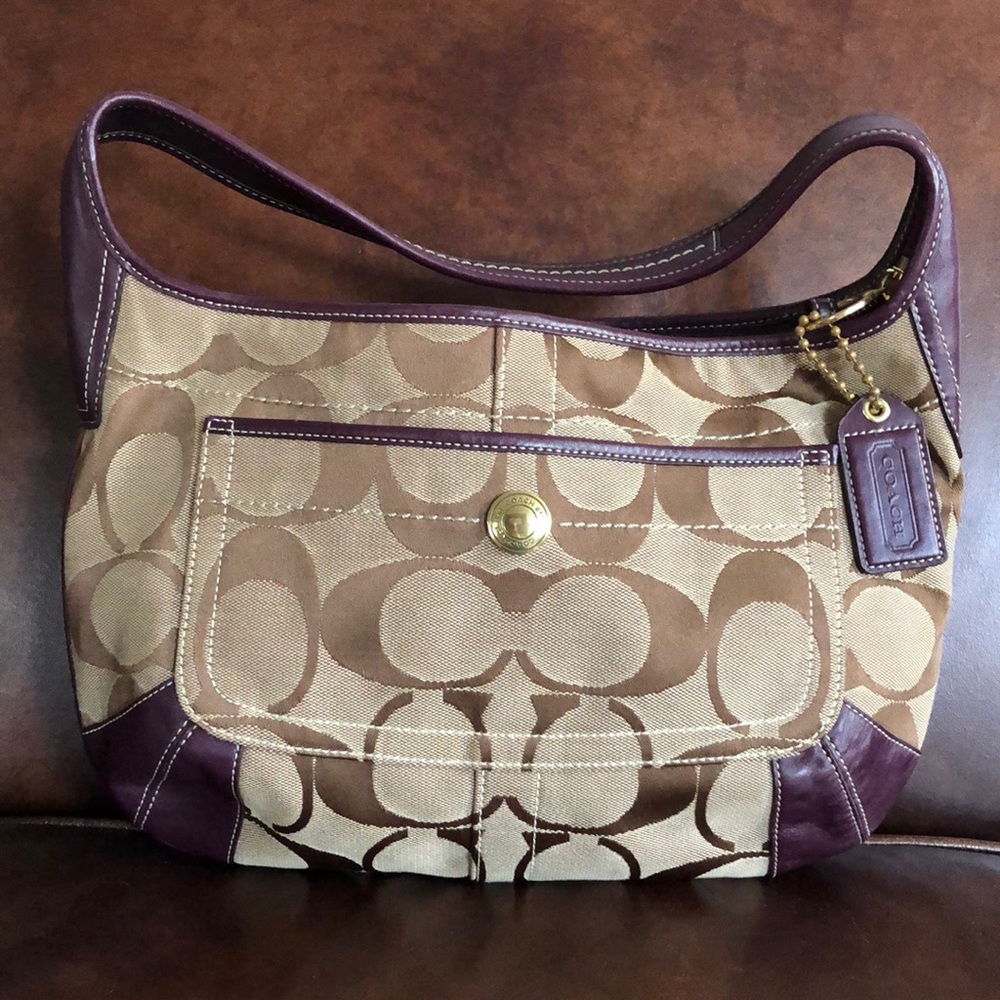 Purple/brown/tan Coach bag
